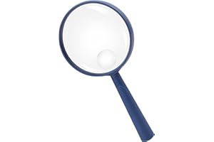 Feosky Handheld Reading Magnifier, 10X 30X Magnifier, 75mm Shatterproof Lens, Adults Close Work Non-Slip Handle for Seniors Reading and Kids Nature Exploration(Navy Blue)