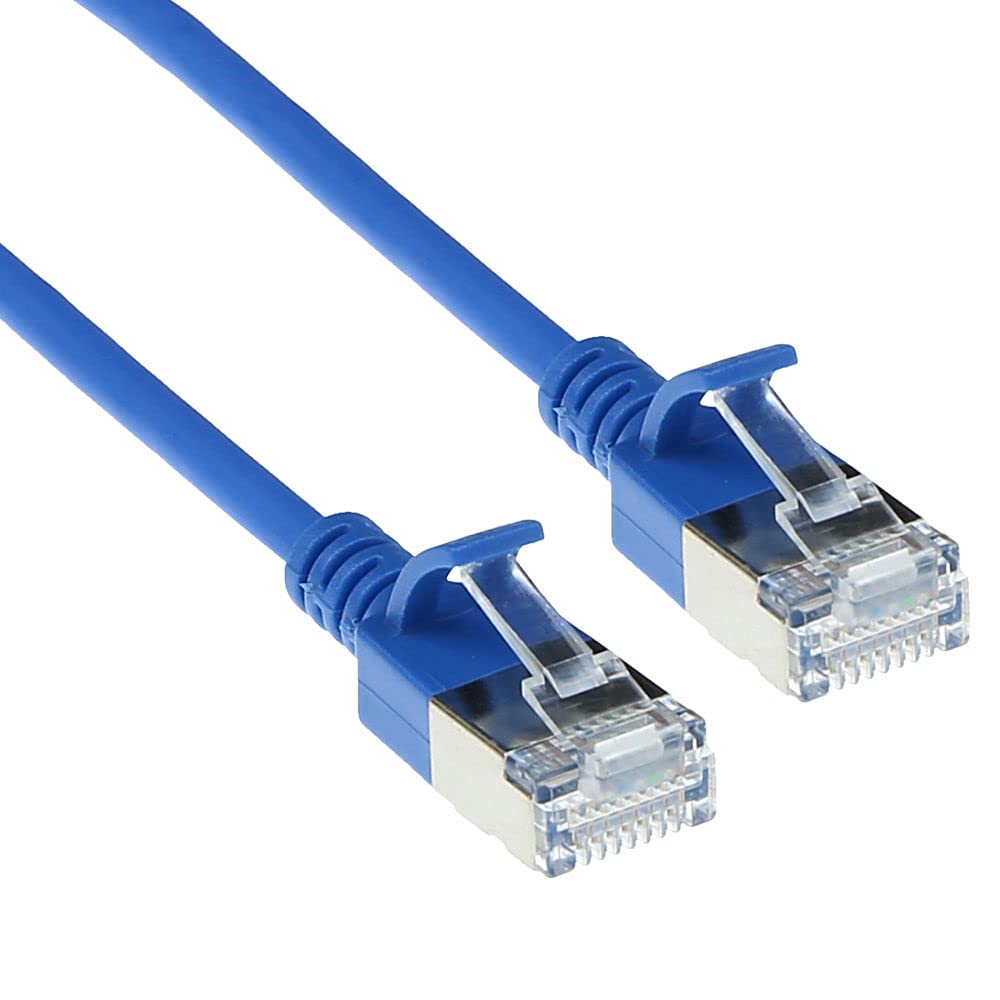 ACT CAT6a Network Cable, U/FTP LSZH LAN Cable Thin 3.8 mm Slimline, Flexible Snagless CAT 6a Cable with RJ45 Plug, for Use in Data Centres, 0.5 Metres, Blue - DC7600