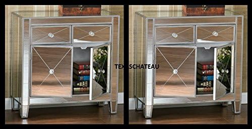 SET OF 2 HOLLYWOOD REGENCY MIRRORED FURNITURE DRESSER BEDROOM CHEST DRAWERS NIGHTSTAND