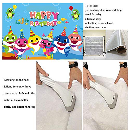 Fanghui 7x5FT Photography Background Undersea World Whale Shark Starfish Seahorse Cartoon Backdrops for Pictures Happy Birthday Party Banner Decoration Supplies Photo Booth Props