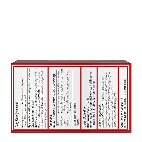 Tylenol Extra Strength Pain Reliever and Fever Reducer Caplets, 500 mg