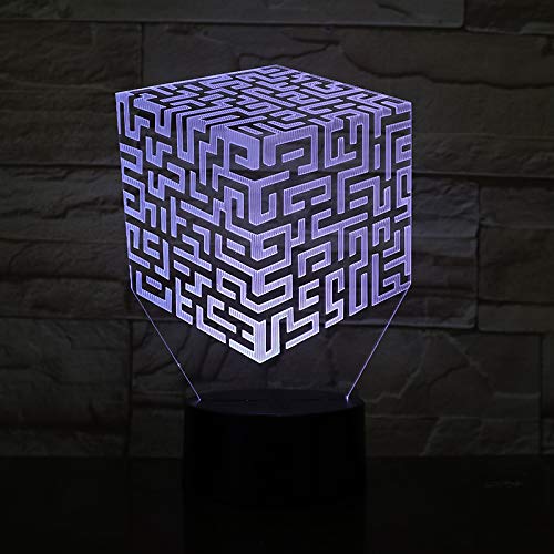 LED Lamp Cube Maze Puzzle Changing Colour USB Night Light