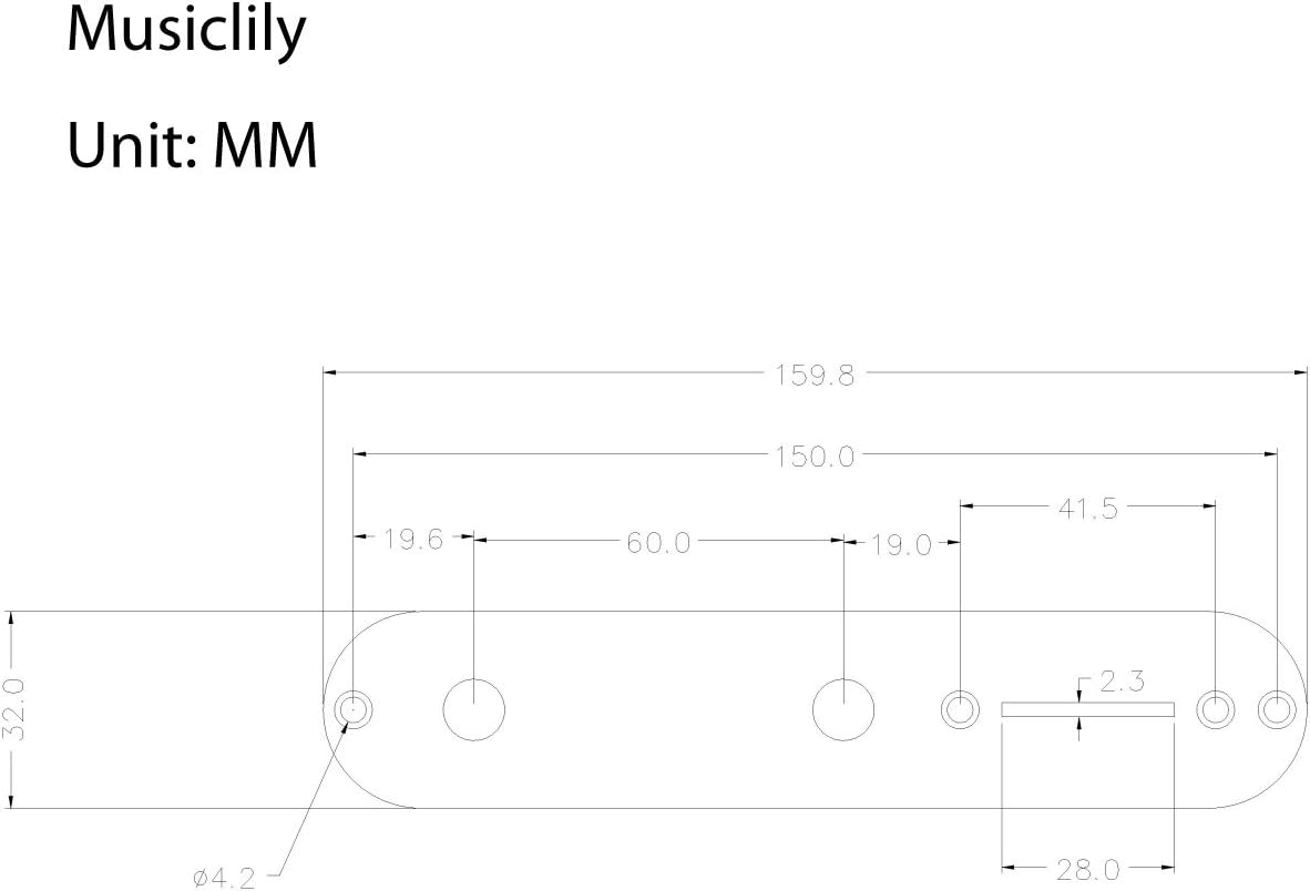 Musiclily 32mm Width Tele Control Plate with 8mm Potentiometer Hole for Telecaster Style Electric Guitar,Chrome - Image 4