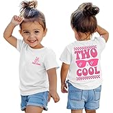 GLIGLITTR 2nd Birthday Shirt Girl Two Cool 2 Year Old Outfit Girl Second Birthday Tshirt Bday Party Gift Short Sleeve Tee Top