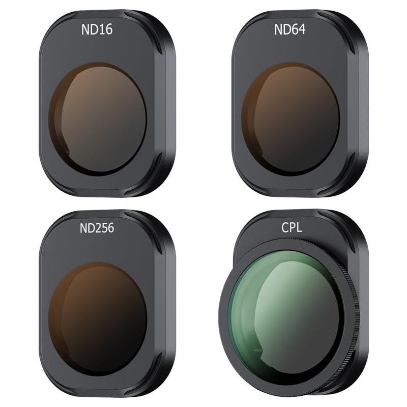 JJC ND CPL Filter Kit Compatible with DJI Mini 4 Pro, 4 Pack ND16 ND64 ND256 Neutral Density Fixed Filters CPL Polarizer, Multi Coated Ultra Light Portable ND Filter Mini 4 Pro Drone Accessories