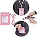 Beurlike Bifold ID Badge Holder Case Leather Credit Card Wallet Neck Lanyard (Pink)