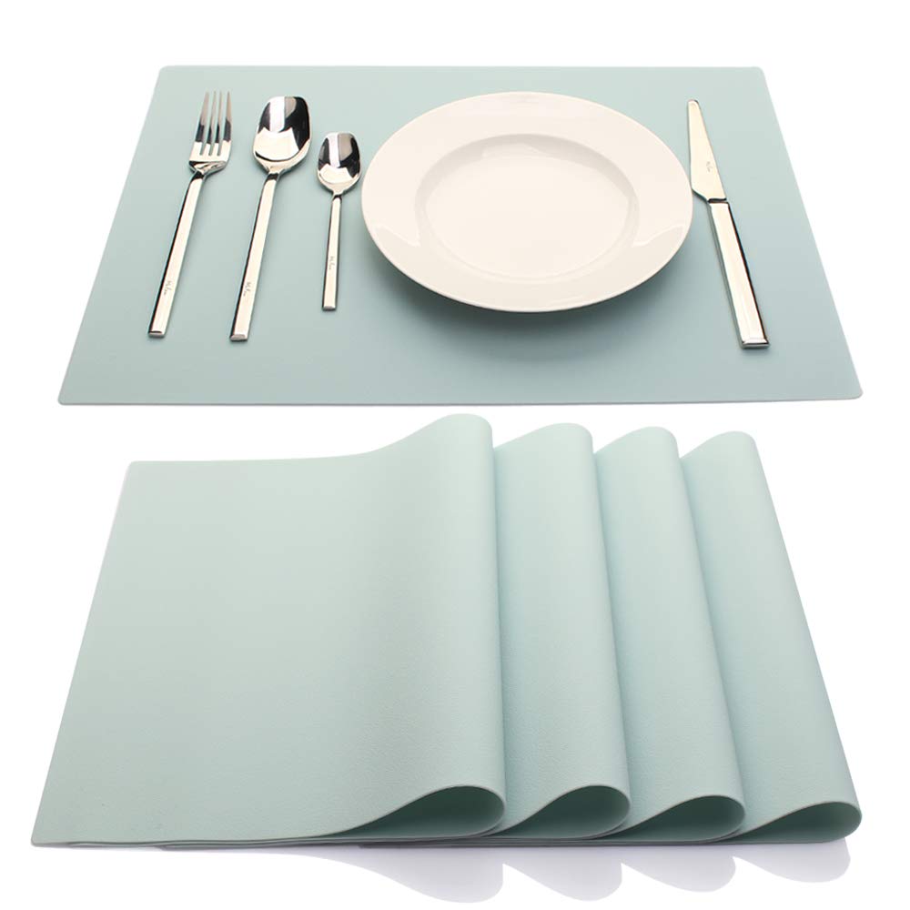 Silicone Placemats,Placemats for Kids,Set of 4 Waterproof Heat Resistant Non-Slip Kitchen Table Mats for Dining Table, Easy to Clean (Light Blue)