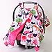 Baby Minky Velboa Carseat Canopy Carrier Cover (Safari/Hot Pink)
