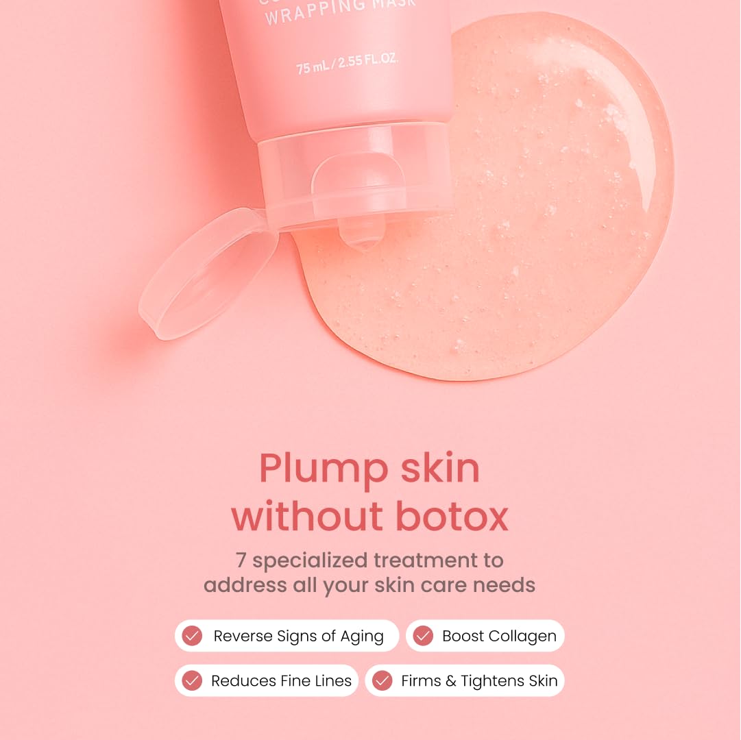 QUIA Collagen Wrapping Mask 75ml - Clinical +92% Firmer Appearance - Overnight Glass Skin Peel Off - Korean Skincare - All Skin Types - Better Than Sheet Masks