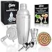 Martini Shaker Set - Premium Cocktail Mixer Kit - 24 oz Cobbler Shaker Jigger Strainer 2 Pourers and 10 Cocktail Umbrellas a Stainless Steel 304 Professional Bar Tools by Happy-li