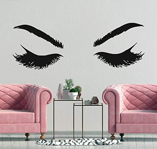 Beautiful Big Eyes Wall Decals Beauty Salon Eyelashes Decal Vinyl Stickers Girl Wall Art Decor Fashion Hairdressing Art Murals Decor and Stick Wall Decals