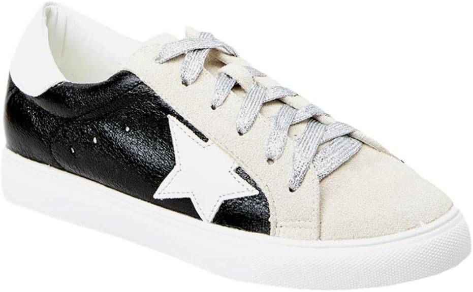 Amazon Com Womens Fashion Star Sneakers Lace Up Platform Glitter