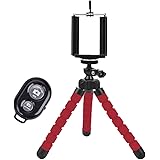 Wingco Universal Compact Tripod Stand - Remote Included - Flexible Octopus Cell Phone Camera Selfie Stick Tripod Mount for Smartphone / Digital Camera / GoPro Hero(Red)