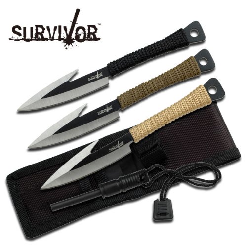 Survivor HK-753 Fixed Blade Knife Set 3-Piece 6-Inch Overall