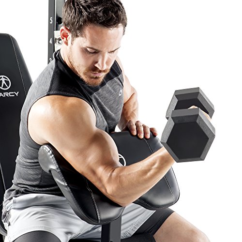 Marcy 2Pc Olympic Weight Bench with bar Catches, Leg Developer