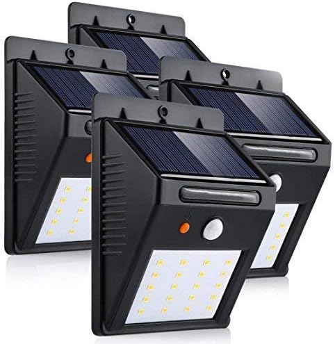 LEDMO Luces Solares 20 LEDs, blanco cálido 3000K PIR Sensor de ...