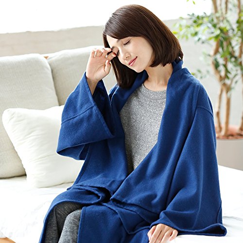 ウールカシミヤ 着る毛布 ネイビー ネイビー ネイビー フリーサイズ おしゃれな 部屋着 B076pzrcv1 介護用ベッド本体 注目ブランド Rumble Media