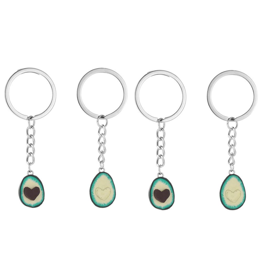 NUOBESTY 2pcs Green Avocado Keyrings Friendship Keychain Love Heart Pendant for Couples Friends