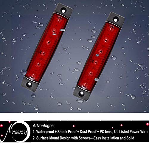 NBWDY 10pc 3.8" 6 LED Red Side Marker Lights, Trailer Marker Lights, Rear Side Marker Lamp, Led Marker Lights for Trucks, Cab Marker, RV Marker light (Red)