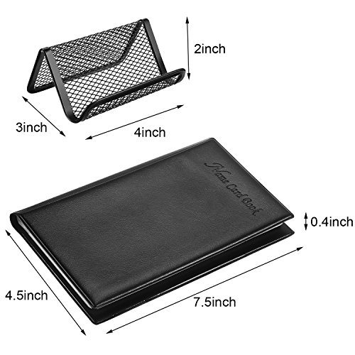 Hestya 1 Business Card Organizer Book and 2 Pack Mesh Card Holder Display Collection Organizer Capacity 50 Cards for Desk Office