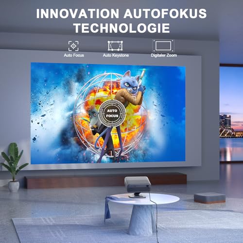 Smart Projector 4K Netflix Capable & Dolby Audio: VISSPL 4000 ANSI Video Projector, Auto Focus & Trapezoidal Correction, 1080P Full HD WiFi6 Bluetooth Home Cinema / Outdoor Projector with 360° Holder