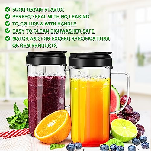 Pack Magic Bullet Blender Cups Tall 22oz Cup with Flip Top To-Go