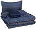 Amazon Basics Kid's Easy Care Microfiber Bed-in-a-Bag 5-Piece Bedding Set, Twin, Navy Zigzags