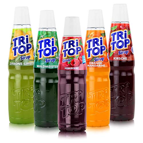 TRi TOP Sirup Sortiment - Unsere Besten - Kirsche - Zitrone-Limette - Waldmeister - Orange-Mandarine - Himbeere (5 x 600ml)