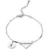 CHENVA Godmother Gifts Initial Bracelet Bangle for Women Gift for Godmother from Goddaughter