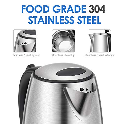 Deik Electric Kettle Stainless Steel Cordless Tea Kettle with British Strix Control, 1.7-Liter Water Kettle 1500W Fast Boiling, Hot Water Kettle Electric with Auto Shut-Off, BPA-Free - Thumbnail 3