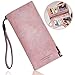 FIGROL Fashion Women PU Matte Leather Long Wallet- RFID Blocking,Phone Card Holder,Large Capacity Wallet(Pink)