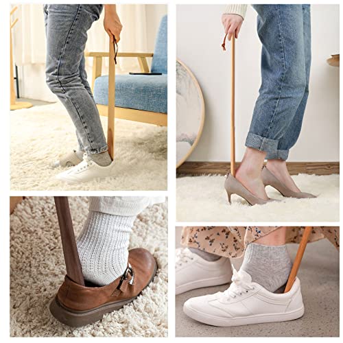 onebarleycorn 2Pcs Long Shoe Horn, 38 cm, Long Wooden Shoe Horn Shoe Horn Long for the Elderly, Men, Women, Children