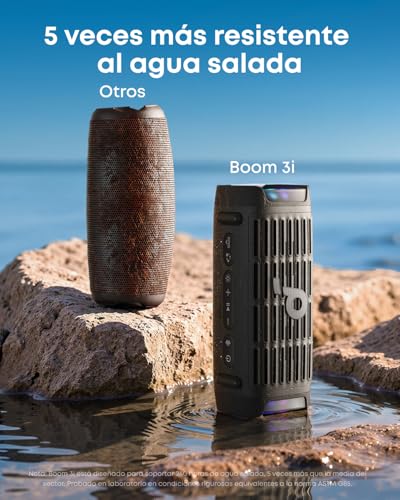 Soundcore by Anker Boom 3i Bocina Bluetooth Portatil, hasta 16h, 50W Potencia, IP68 Flotante Resistente Agua Salada, BassUp 2.0, Bluetooth 5.3, Ideal para Pesca, Camping Exteriores, Regalos para mamá
