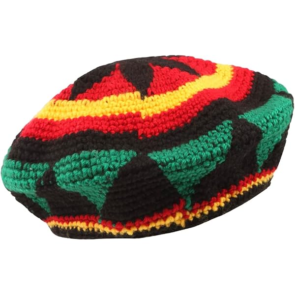 Jamaica Reggae Rasta Style Delux Visor Baggy Beanie – Unisex Knit Hat – Black Acrylic