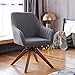 Art Leon Mid-Century Modern Swivel Accent Chair Elegant Grey with Wood Legs Armchair for Home Office Study Living Room Vanity Bedroom
