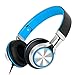 Sound Intone HD200 Headphones with Microphone Lightweight Folding Stereo Earphones for iPhone,PC,Laptop, Android Smartphones,Tablet (Black/Blue)