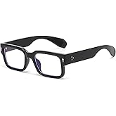 LJCZKA Square Blue Light Blocking Glasses for Women Men Rectangle Chunky Thick Frame Anti Eyestrain Computer Eyeglasses