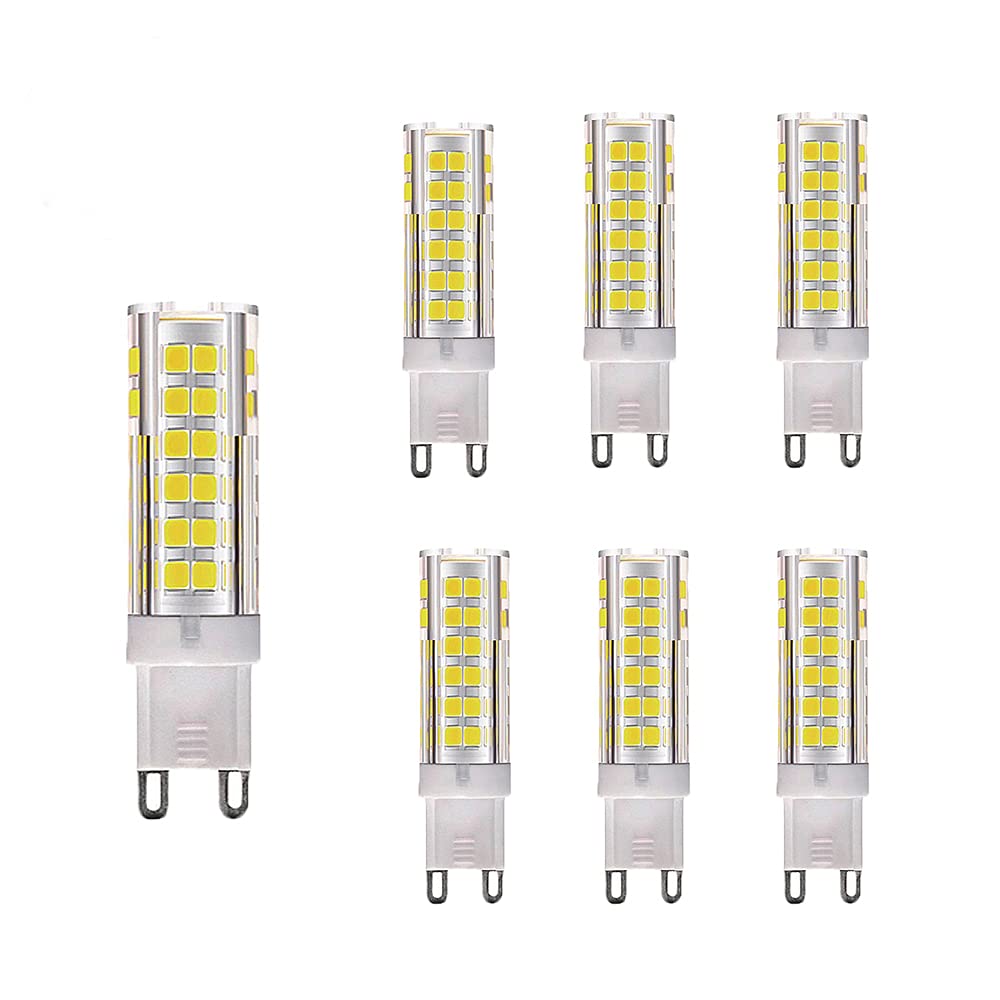 OUGEER G9 7W LED Light Bulbs Replacement of G9 60W Halogen Lamp G9 700 Lumen, Cool White 6000K, Ceramic Base, Non-Dimmable Bulb for Home Lighting, g9 Capsule Bulb-Pack of 10