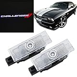 HNZJ 2x No Drill LED Door Projector Logo Lights for Dodge Challenger 2008-2019 White