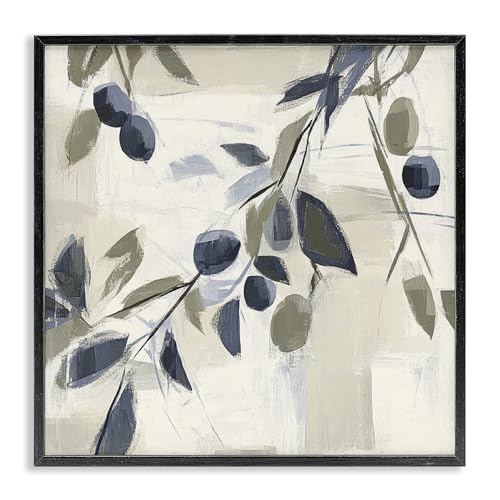 Stupell Industries Soft Mediterranean Greenery Black Framed Giclee Art design b…