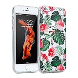 iPhone 6 Case, GMYLE iPhone 6 /6s Pattern Case Hybrid [Anti Shock] TPU Bumper +[Scratch Resistant] Tropical Hard Back Cover Clear with Design Protective Case for iPhone 6s / 6- Pink Hibiscus