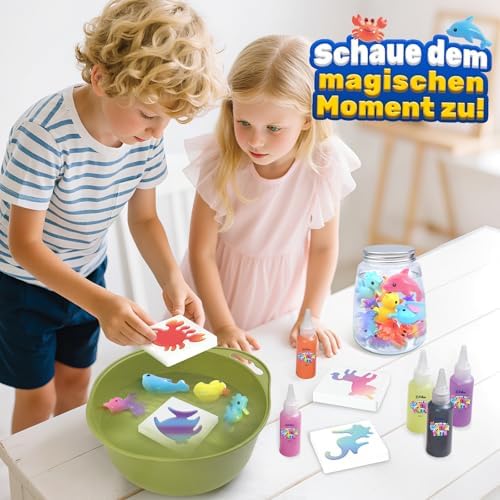 Magic Water Elf, Magisches Wasser Gel Spielzeug mit 10 Magischem Gel und 8 Formen, Bastelset Kinder Basteln Mädchen 4-6 Jahre, Kreatives Wasserperlen Wasserspielzeug Geschenk Mädchen Jungen 7-10 Jahre