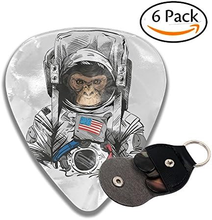 Frouren Monkey In Astronaut Suit Shape Classic .71mm Celluloid Picks 6 Pack For Electric Guitar