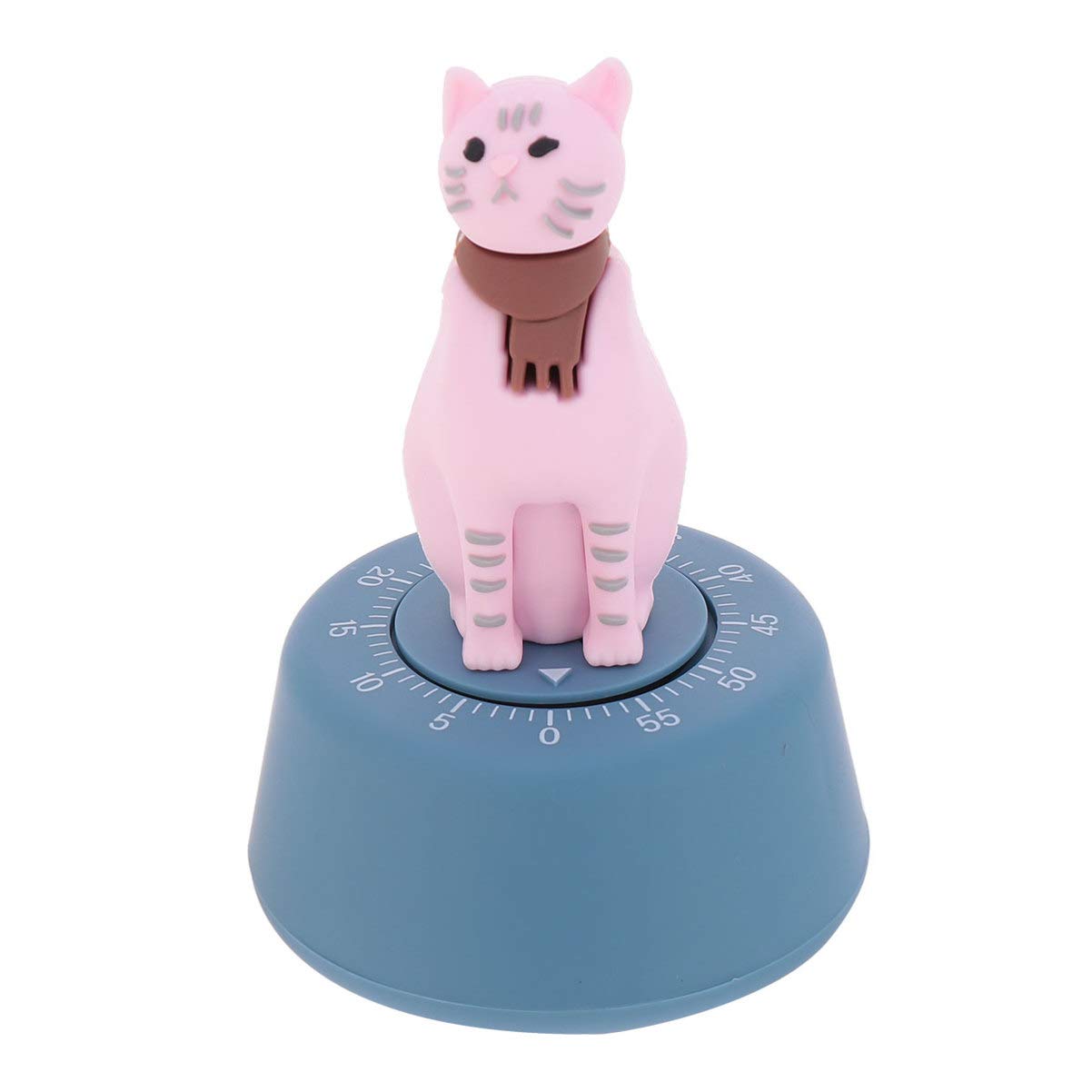 NUOBESTY Cat Kitchen Timer Cooking Countdown 60 Minutes Mins Mechanical Timer Alarm Reminder Cat Kitten Figurine Ornament for Home Office Blue