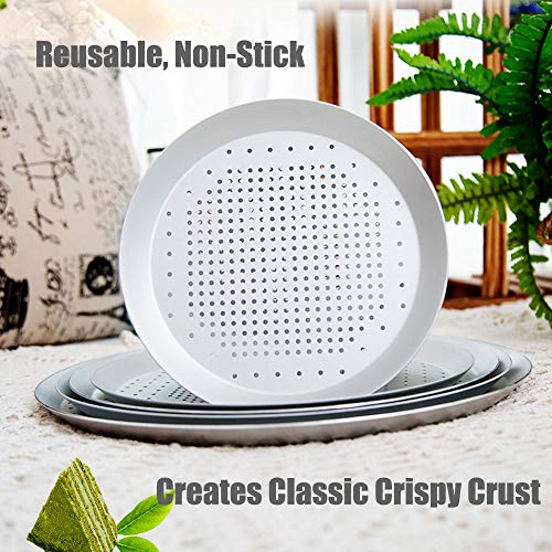 Perforated Pizza Pan 9 Inch, Non-stick Vented Pizza Baking Tray With Holes, Round Pizza Oven Tray Tools Kitchen Cooking Pan Kitchen Accessories (9 Inch - Holes) - Thumbnail 2