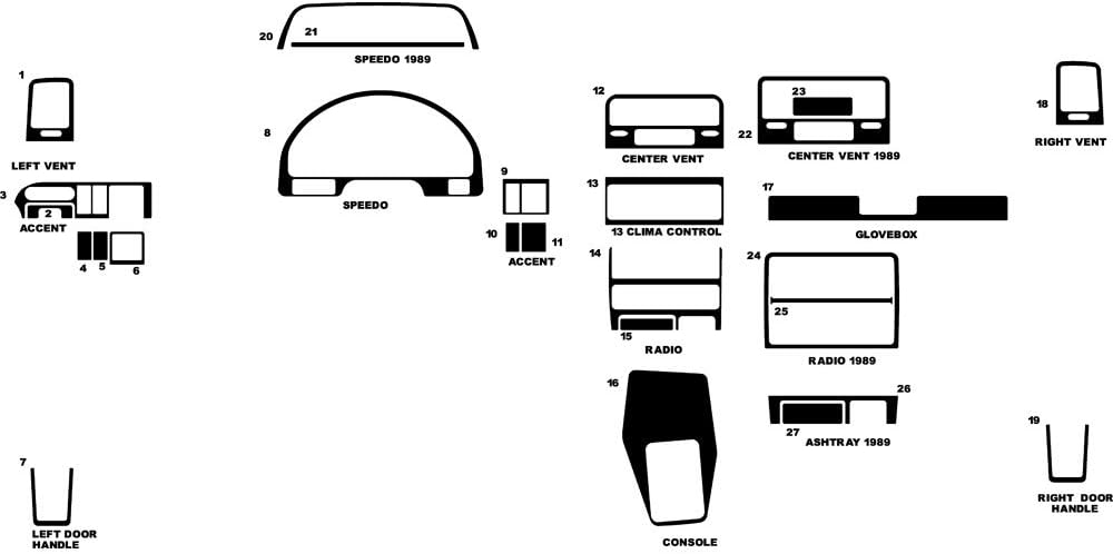 Rvinyl Rdash Dash Kit Decal Trim for Honda Civic 1989-1991 - Carbon Fiber 4D (Blue)