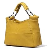 Jack&Chris Splicing Satchel Crossbody Bags for Women Leather Top Handle Handbags, WB503 (Mustard)