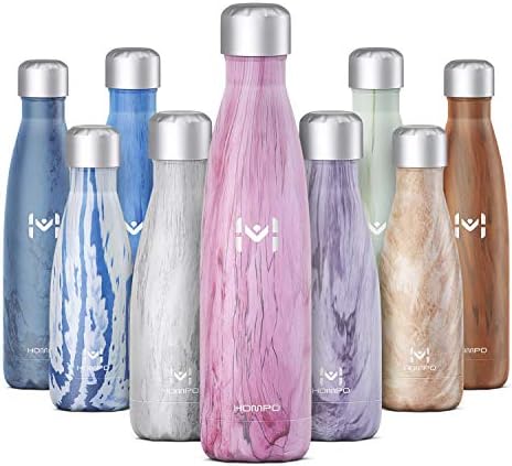 HOMPO Stainless Steel Water Bottle - 350ml/ 500ml/ 750ml/ 1L BPA Free Vacuum Insulated Metal reusable Water Bottle, Double Walled keeps Hot & Cold leak proof Drinks bottle for kids, sports, gym…