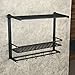 Hiendure Oil Rubbed Bronze Solid Brass Wall Mounted Dual Tier Corner Bracket Bathroom Storage Shelf Shower Caddy Cosmetics Holder with Safefix and Towel Bar