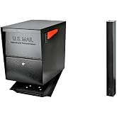 Mail Boss 7206 Package Master Curbside Locking Security Mailbox | Black,Medium &amp; 7121, Black In-Ground Mounting Post, 43 x 4 x 4 inches, for Use with Mailbox